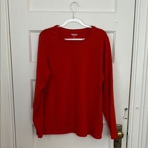 Lands' End Women's Cotton Relaxed Long Sleeve Crew Neck, XL, EUC, Orange
